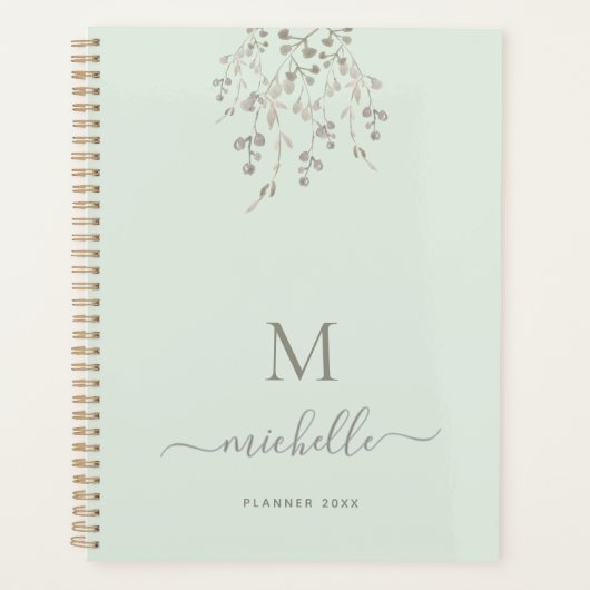Personalized Botanical Watercolor Monogram Sage (Devant)