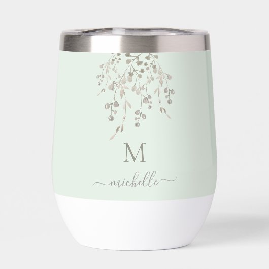 Personalized Botanical Watercolor Monogram Sage (Arrière)