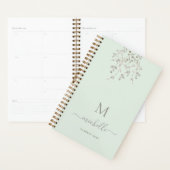 Personalized Botanical Watercolor Monogram Sage Planner (Display)