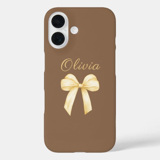 Personalized Bow Brown Aesthetic Coquette Case-Mate iPhone Case (Achterkant)