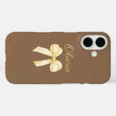 Personalized Bow Brown Aesthetic Coquette Case-Mate iPhone Case (Achterkant (horizontaal))