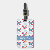 Personalized Boy Airplanes Bagagelabel (Voorkant verticaal)