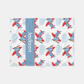 Personalized Boy Airplanes Fleece Deken (Voorkant (Horizontaal))