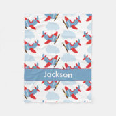 Personalized Boy Airplanes Fleece Deken (Voorkant)