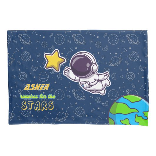 Personalized Boy Astronaut, Star & Space Explorer  Kussensloop (Voorkant-Links)