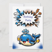 Personalized Boy's Nautical Whale  Birthday Party Kaart (Voorkant)