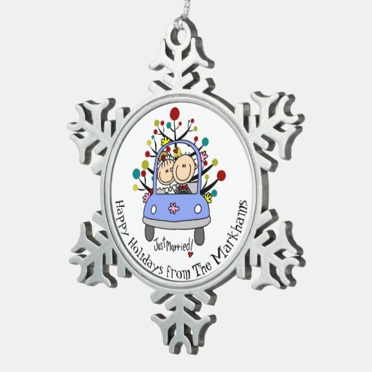 Personalized Bride and Groom Snowflake Ornament (Rechts)