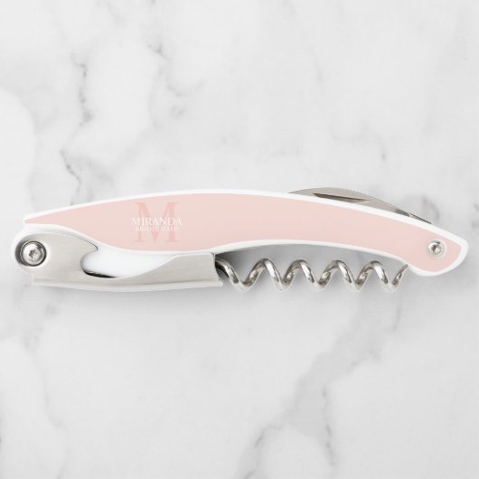 Personalized Bridesmaid's Monogram and Name Kurkentrekker (Voorkant)