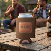 Personalized Brown Faux Leather Bachelor Party C Blikjeskoeler