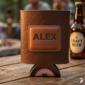 Personalized Brown Faux Leather Bachelor Party C Blikjeskoeler