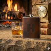 Personalized Brown Leather Hip Monogram Initial H  Heupfles