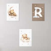 Personalized Brown Teddy Bear Nursery Poster Set (Recto)