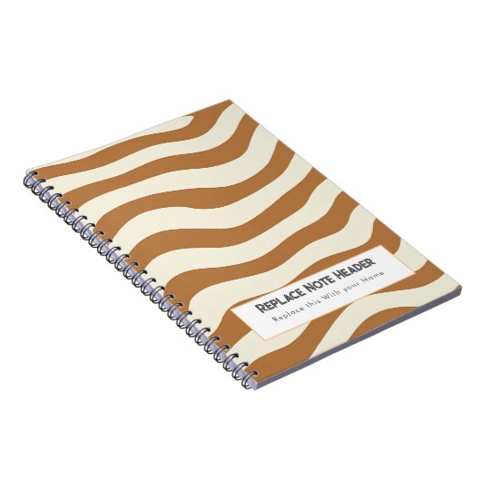 Personalized Brown Wave Patterned  Notitieboek (Rechterzijde)