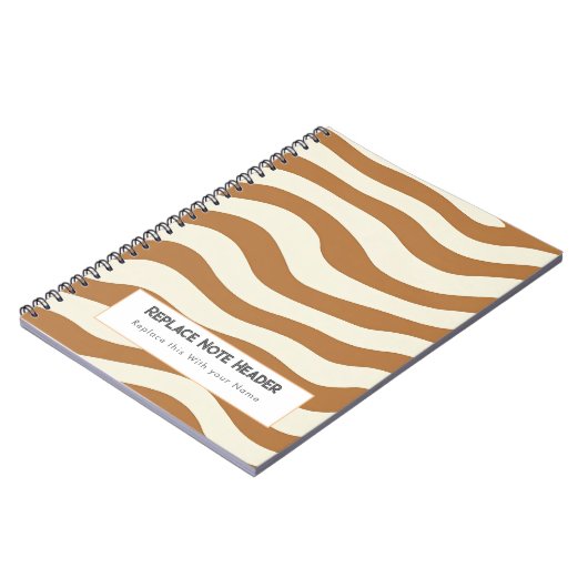 Personalized Brown Wave Patterned Notitieboek (Linkerzijde)