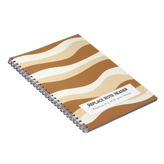 Personalized Brown Wave Patterned  Notitieboek (Rechterzijde)
