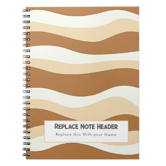 Personalized Brown Wave Patterned  Notitieboek (Voorkant)
