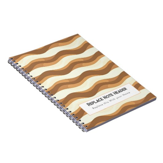 Personalized Brown Wave Patterned  Notitieboek (Rechterzijde)