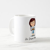 Personalized Brunette Doctor Vrouw Koffiemok (Voorkant links)