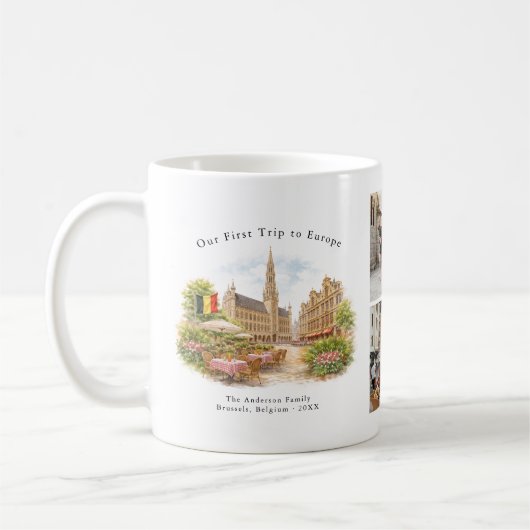 Personalized Brussels Belgium Travel Photo Mug (Gauche)