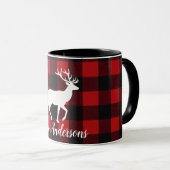 Personalized Buffalo Plaid Deer Family Name Mug Gi Mok (Voorkant rechts)