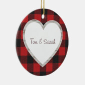Personalized Buffalo Plaid Heart Rustic  Keramisch Ornament (Rechts)
