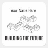 Personalized Building Bricks Vierkante Sticker (Voorkant)