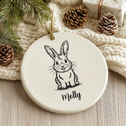 Personalized Bunny Christmas Keramisch Ornament