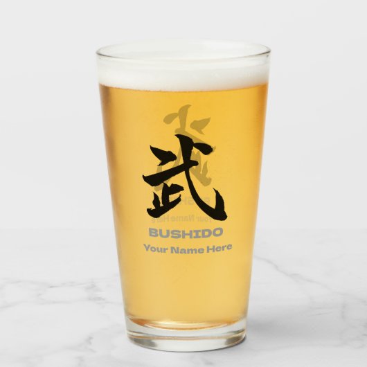 Personalized BUSHIDO 武 Kanji Beer Mug Glas (Achterkant gevuld)