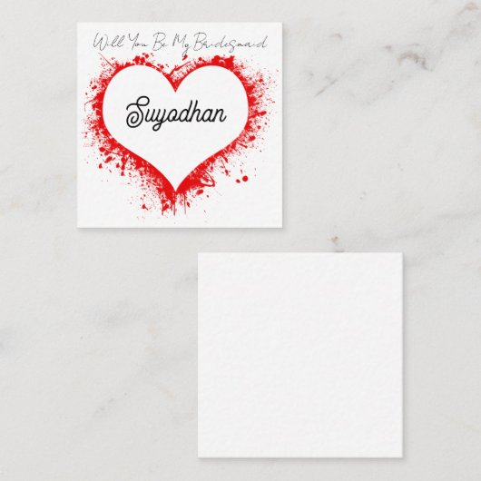 Personalized Business Card Heart Shape design Vierkante Visitekaartje (Voorkant / Achterkant)
