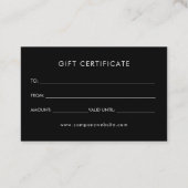 Personalized Business Logo Simple Gift Certificate Visitekaartje (Achterkant)