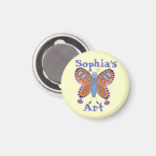 Personalized Butterfly Child's Artwork Magnet Magneet (Voorkant / Achterkant)