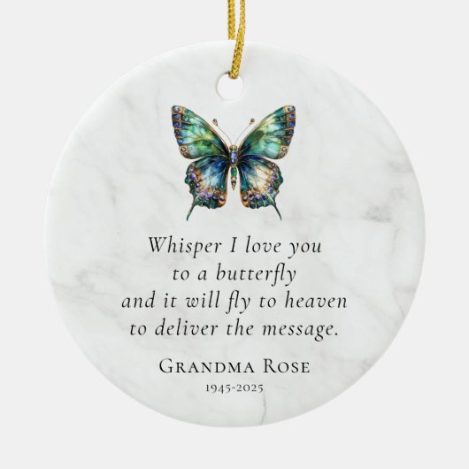 Personalized Butterfly Saying Memorial Keramisch Ornament (Voorkant)