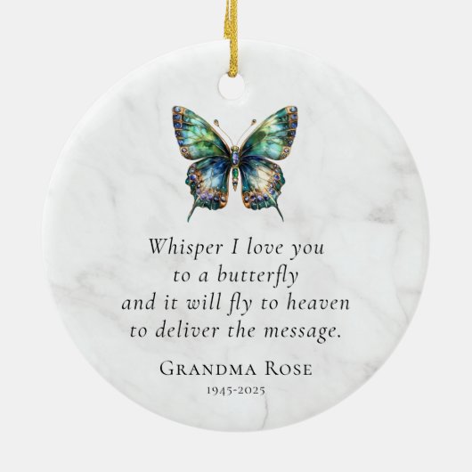 Personalized Butterfly Saying Memorial Keramisch Ornament (Achterkant)