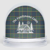 Personalized Cabin Snow Globe with Green Tartan  (Avant)