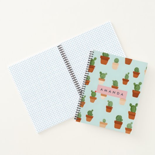 Personalized Cactus with Terracotta Pots Notitieboek (Binnen)
