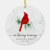 Personalized Cardinal In Loving Memory Keepsake Keramisch Ornament (Voorkant)