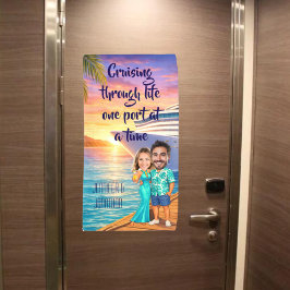 Personalized Caricature Couple Cruise Door Spandoek