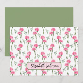 Personalized Carnation Floral Botanical Note Card Notitiekaartje