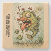 Personalized cartoon artwork weired fish Fun art Stenen Onderzetter (Voorkant)