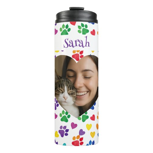 Personalized Cat Lover Tumbler – Custom Photo Thermosbeker (Voorkant)