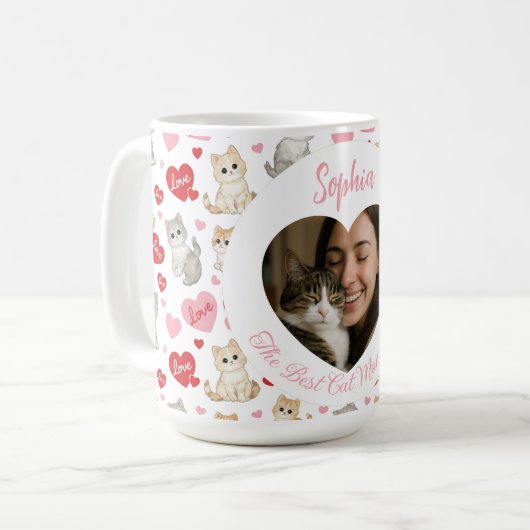 Personalized Cat Mom Mug | Custom Photo and Name (Devant gauche)