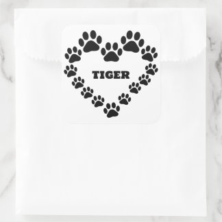 Personalized Cat Paw Print Square Shape Sticker