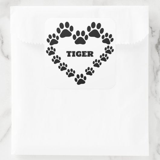 Personalized Cat Paw Print Square Shape Sticker (Sac)