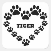Personalized Cat Paw Print Square Shape Sticker (Devant)