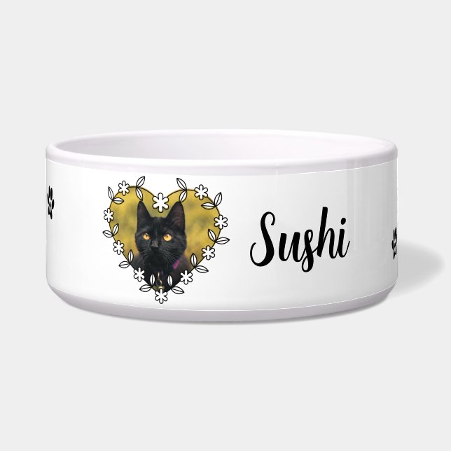 Personalized Cat Photo Ceramic Pet Bowl Voerbakje (Voorkant)
