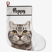 Personalized Cat Photo & Name Christmas Stocking  Grote Kerstsok (Voorkant)