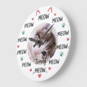 Personalized Cat Photo & Name Wall Clock Grote Klok (Hoek)
