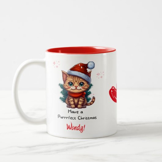 Personalized Cat Themed Christmas Mug (Gauche)