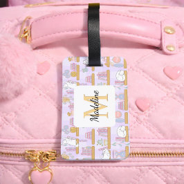 Personalized Cats in the Library Book Girl Purple Bagagelabel