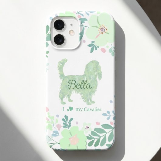 Personalized Cavalier - Mint Green Floral iPhone 16 Hoesje